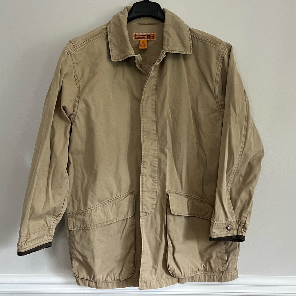 Sperry Top-Sider Khaki Canvas Chore Jacket | Menβs L Utility Field Coat - Picture 2 of 15